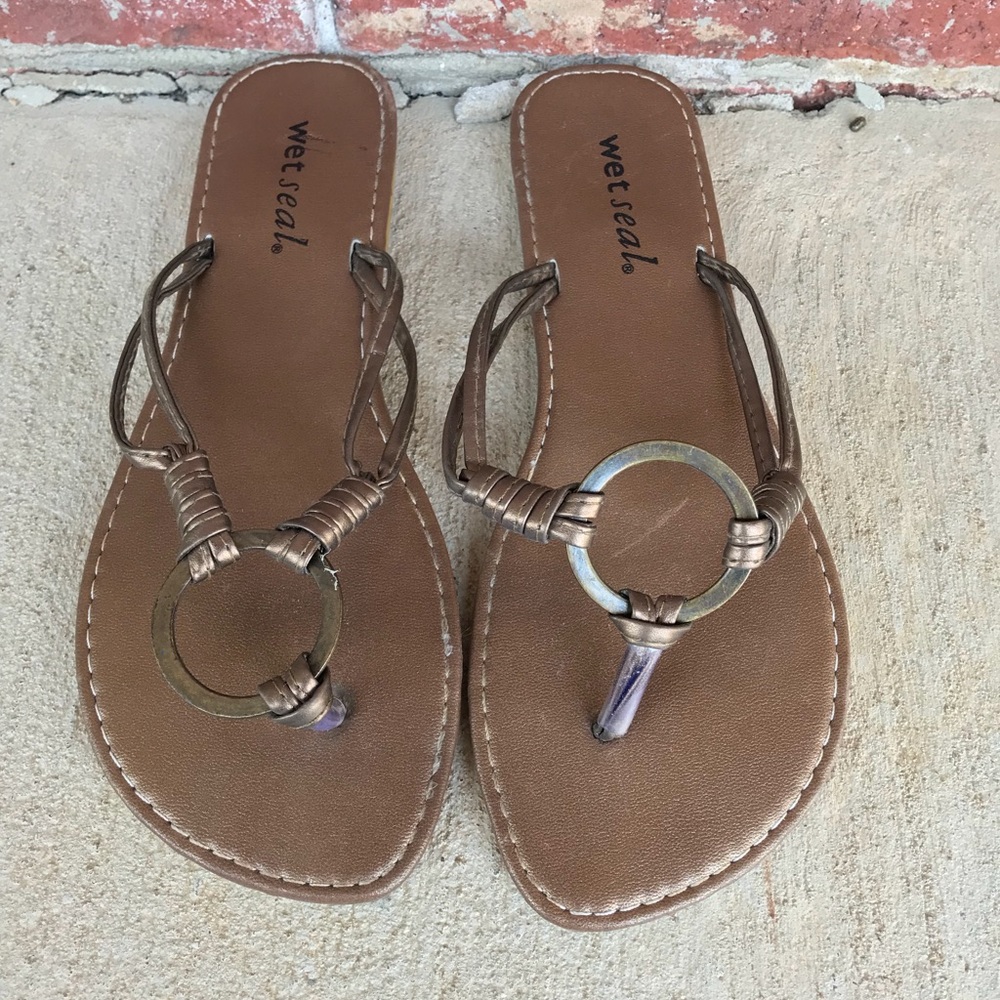 Wet Seal Bronze Flip Flops